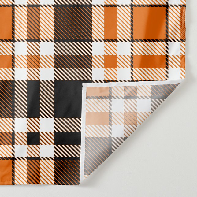 Orange Schwarz-weiß Flannel Tartan Muster Design Wandteppich (Von Creator hochgeladen)