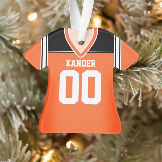 Orange/Schwarz/Weiß Fußball Jersey Ornament (Baum)