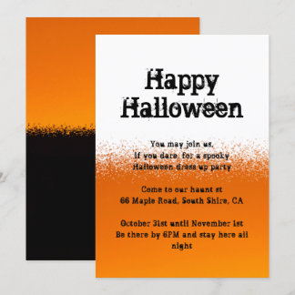 Orange Schwarz-Weiß-Halloween-Einladung Einladung