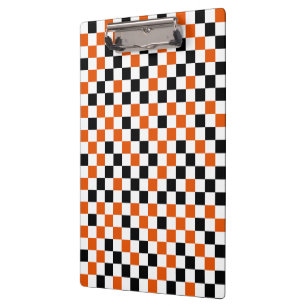 Orange Schwarz-Weiß kariert Klemmbrett