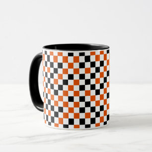 Orange Schwarz-Weiß kariert Tasse