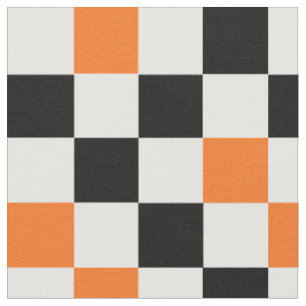 Orange Schwarz Weiß kariertes Musterdesign Stoff