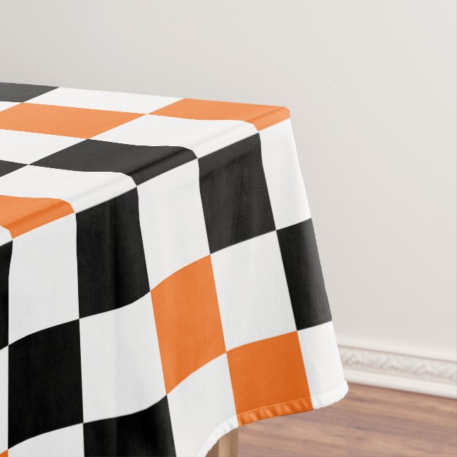 Orange Schwarz Weiß kariertes Musterdesign  Tischdecke (Beispiel)