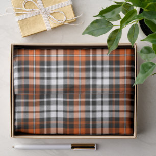 Orange Schwarz Weiß Kariertes Tartan Muster Design Seidenpapier