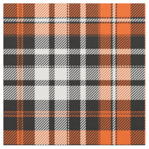 Orange Schwarz Weiß Kariertes Tartan Muster Design Stoff
