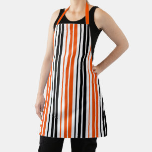 Orange Schwarz Weiß Streifen Muster Design  Schürze