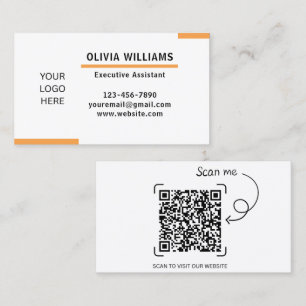 Orange Schwarz Weiße anpassbare Logovorlage & QR Visitenkarte