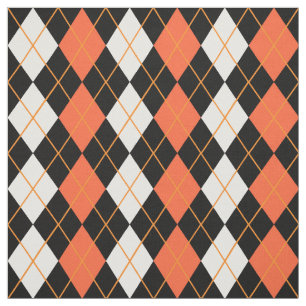 Orange Schwarz-weiße Raute Diamond Design Stoff