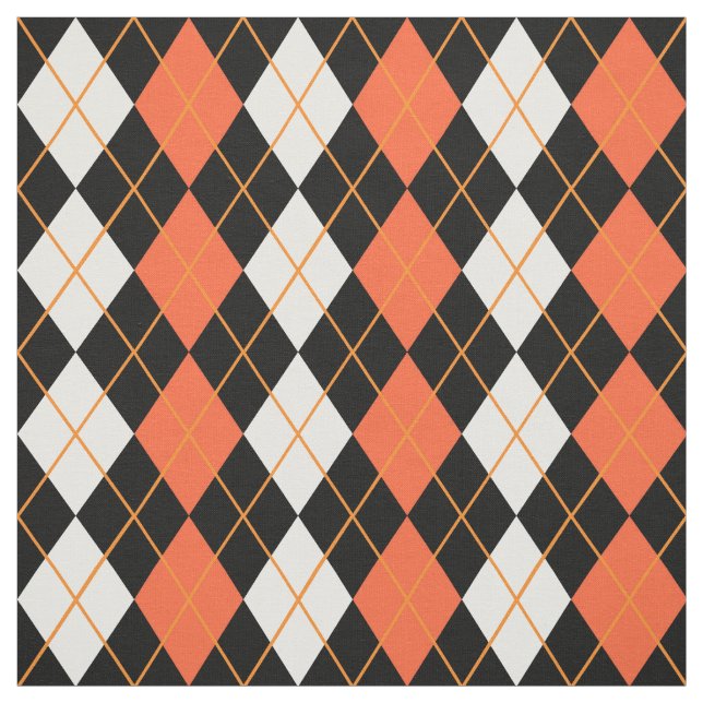 Orange Schwarz-weiße Raute Diamond Design Stoff (Muster)