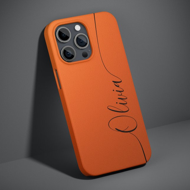 Orange Schwarze Elegante Kalligrafie-Schrift Name Case-Mate iPhone Hülle (Von Creator hochgeladen)