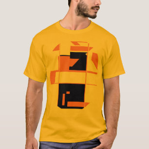 Orange-Schwarze geometrische abstrakte Kunst im MC T-Shirt