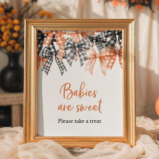 Orange Schwarze Gingham-Schleife Babys sind Süß Sc Poster
