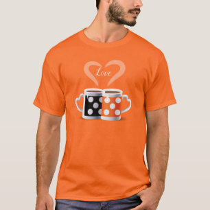 Orange + schwarze Kaffeefarbe oder wir gehören zu T-Shirt