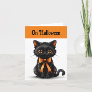 Orange-Schwarze Katze Grußkarte Karte