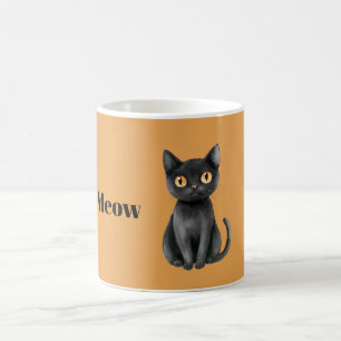 Orange Schwarze Katze Miauen Kaffeetasse