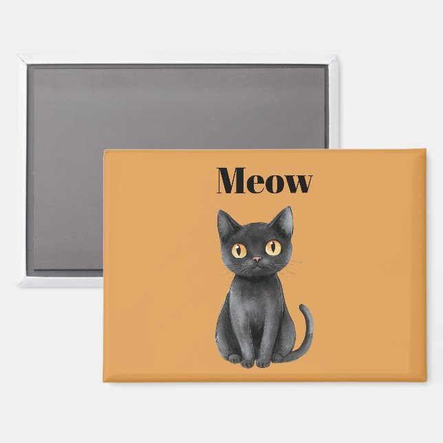 Orange Schwarze Katze Miauen   Magnet (Vorderseite/Rückseite)