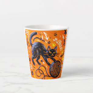 Orange Schwarze Katze Milchtasse