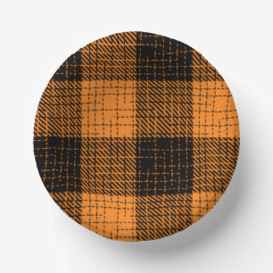 Orange Schwarze Kreuzschachtschach Karo Pappteller