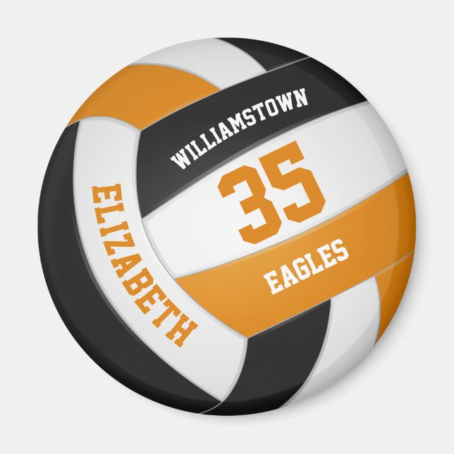 Orange schwarze Mannschaft farbig Jungs Volleyball Magnet (Vorne)