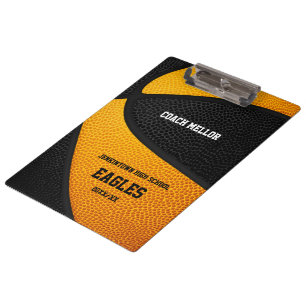 Orange schwarze Mannschaftsfarben Basketballname Klemmbrett