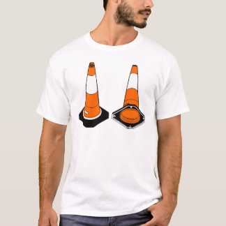 orange schwarze Verkehrskegel-Sicherheitsmasten T-Shirt