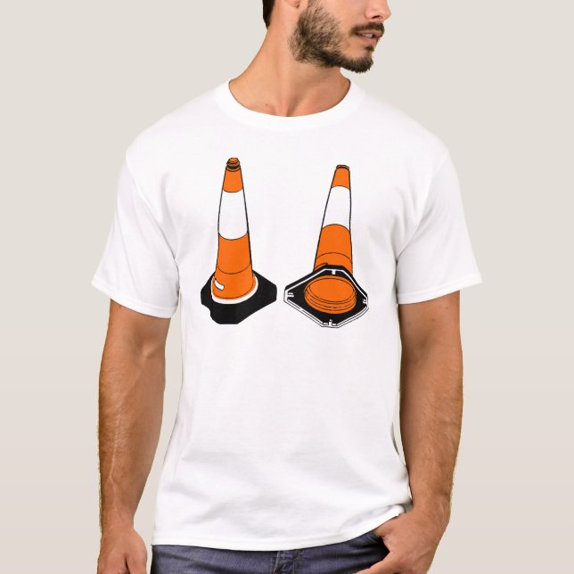 orange schwarze Verkehrskegel-Sicherheitsmasten T-Shirt (Vorderseite)