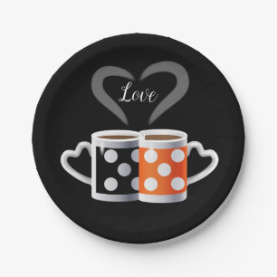 Orange + Schwarzer Kaffee-Farbe oder wir gehören Pappteller