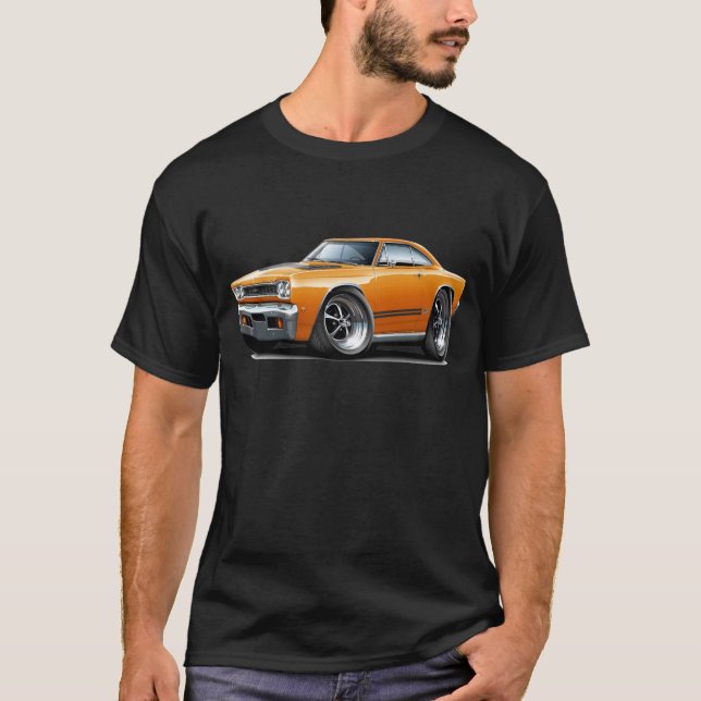 Orange-Schwarzes Auto 1968 Plymouths GTX T-Shirt (Vorderseite)