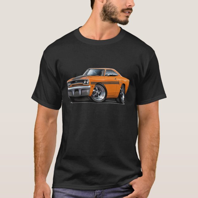 Orange-Schwarzes Auto 1970 Plymouths GTX T-Shirt (Vorderseite)