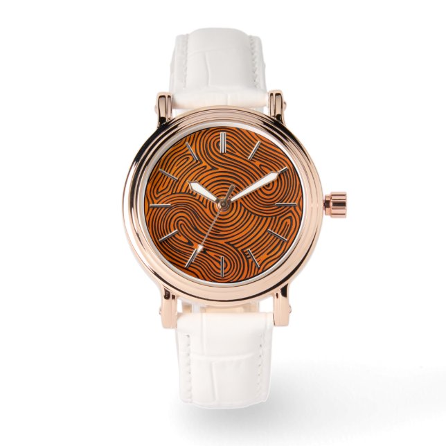 Orange + Schwarzes Design-Zifferblatt Armbanduhr (Vorderseite)