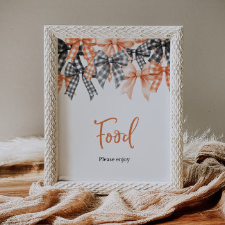 Orange-Schwarzes Gingham-Band Baby-Shower-Essenssc Poster