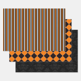Orange & Schwarzes Halloween-Carnaval-Magie Geschenkpapier Set