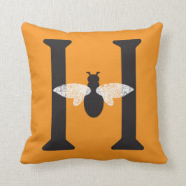 Orange schwarzes Honig-Bienen-Wurfs-Kissen des Kissen