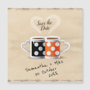 Orange + Schwarzes Kaffeefarben-Design Save-the-Da Magnetkarte