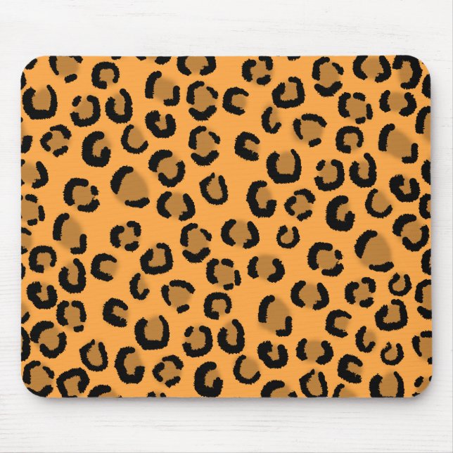 Orange, Schwarzes und Brown-Leopard-Druck-Muster Mousepad (Vorne)