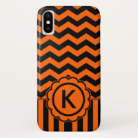 Orange schwarzes Zickzack-Monogramm