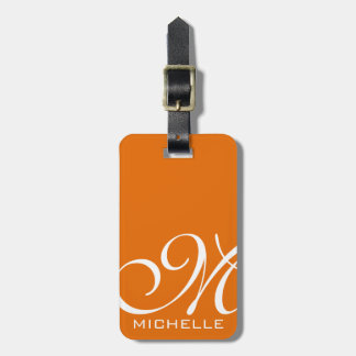 Orange-Script-Mit Monogramm Gepäckanhänger