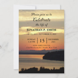 Orange Seascape Sunset Celebration of Life Einladung