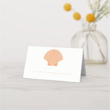 Orange Seashell Beach Wedding Escort Platzkarte