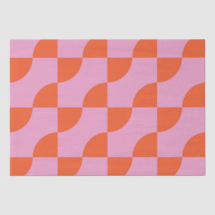 Orange Semi Circles Mid Century on Pink Pattern Seidenpapier