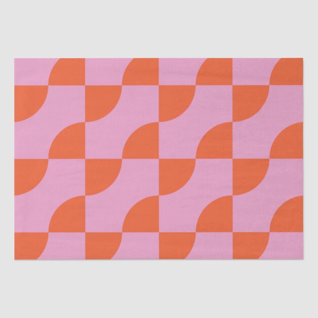 Orange Semi Circles Mid Century on Pink Pattern Seidenpapier (Vorderseite)