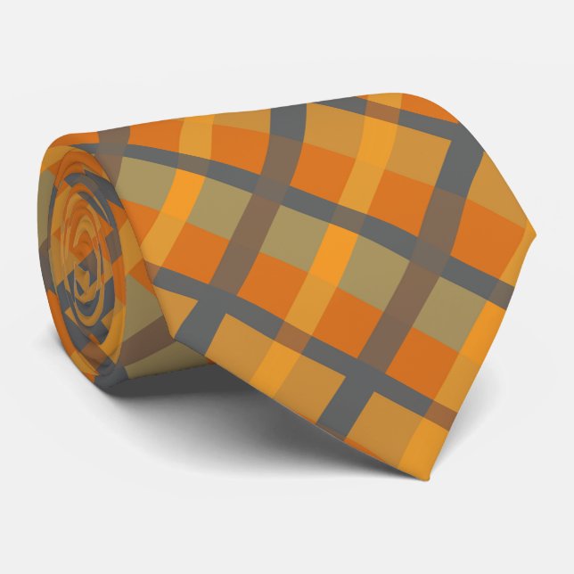 Orange Senf Navy Aquamarin Streifen Krawatte (Gerollt)