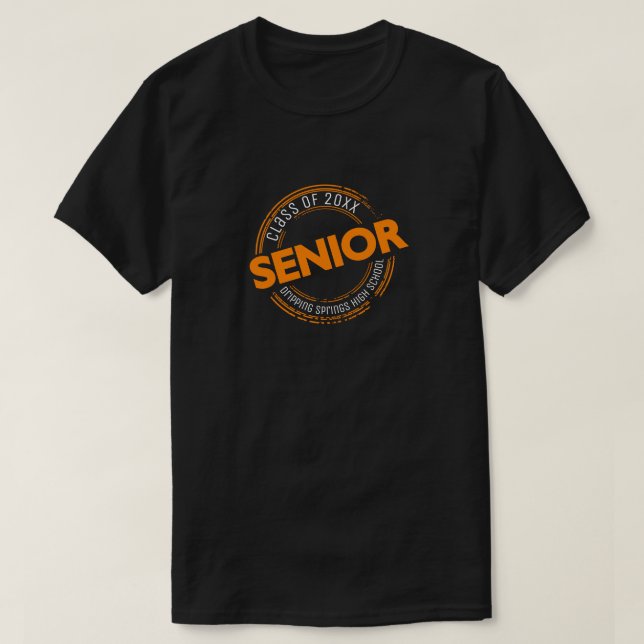 Orange Senior Class of Distressed Abzeichen T-Shirt (Design vorne)