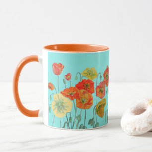 Orange Shabby Poppy Blume Mum Daughter Tasse Aqua