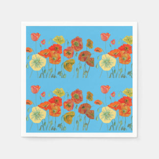 Orange Shabby Poppy Deco Serviette Napkins Blue
