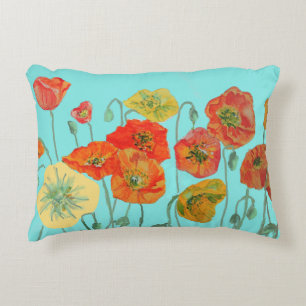 Orange Shabby Poppy Dekoration Cushion Aqua Dekokissen