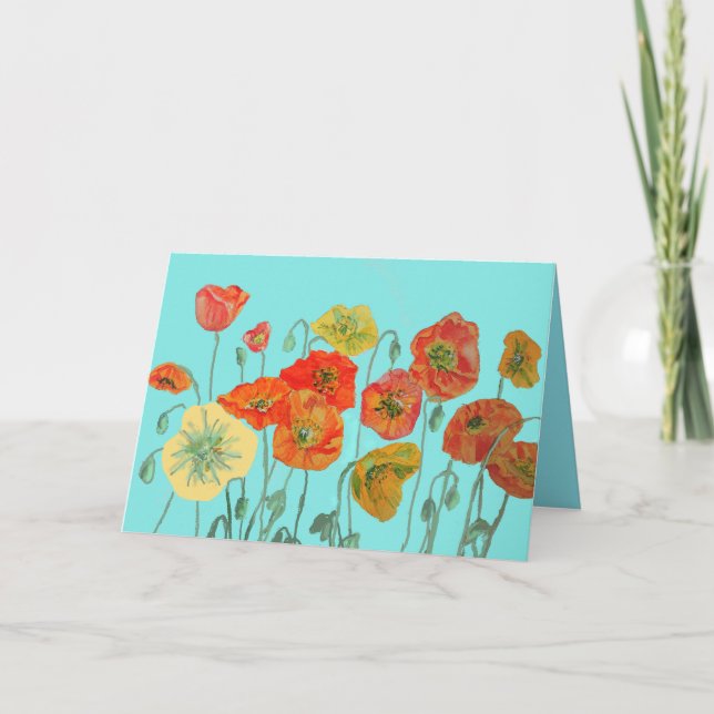 Orange Shabby Poppy Watercolor Traumstrecke Airolo Karte (Vorderseite)