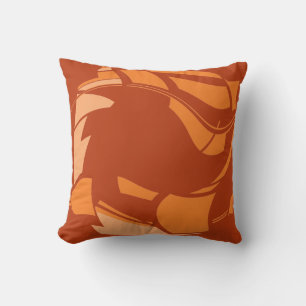 Orange Shades Wreath auf Rust MCM Look Art Design Kissen