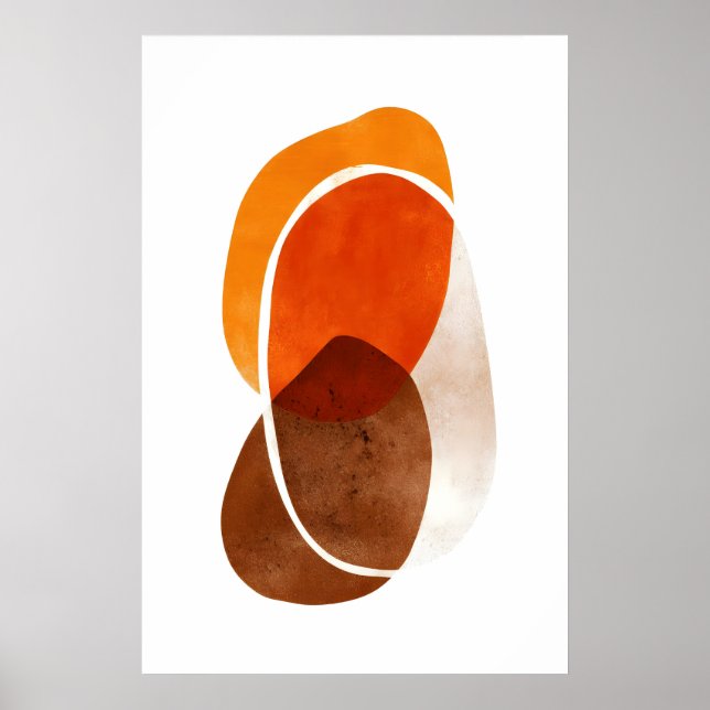 Orange Shapes Art Print Layered Rounded Forms Poster (Vorne)