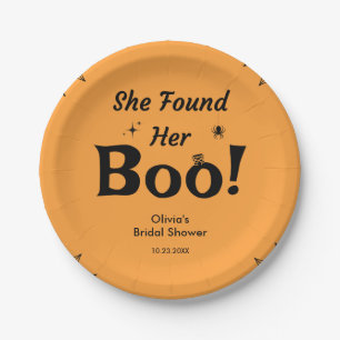Orange She fand ihr Boo Halloween Brautparty Pappteller